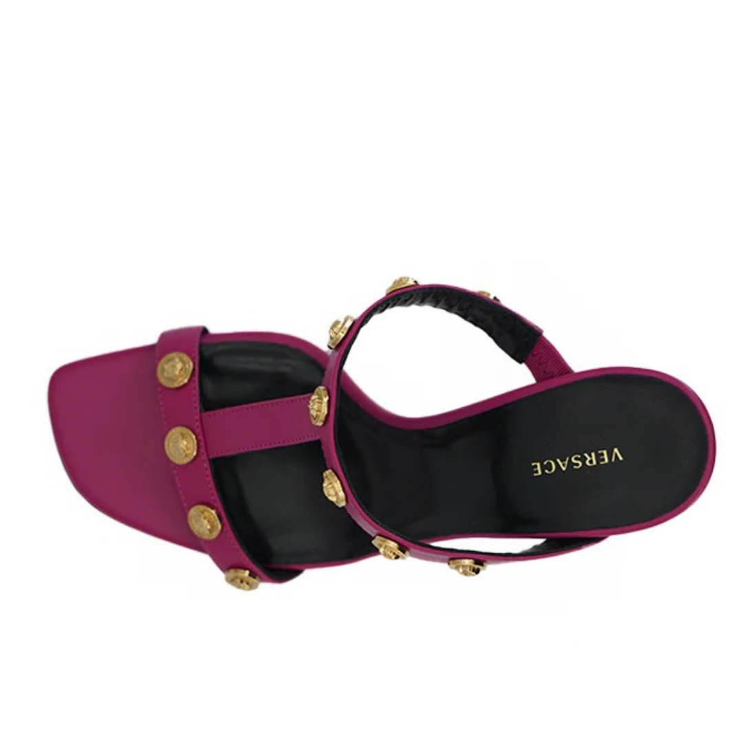 Versace Elegant Purple Calf Leather High Sandals $1661.00 Versace Luzworld
