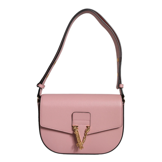 Versace_Pink_Grainy_Calf_Leather_Logo_Crossbody_Shoulder_Bag