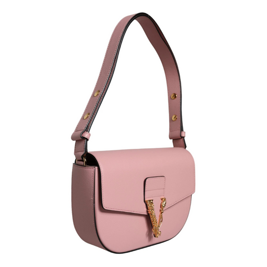Versace_Pink_Grainy_Calf_Leather_Logo_Crossbody_Shoulder_Bag